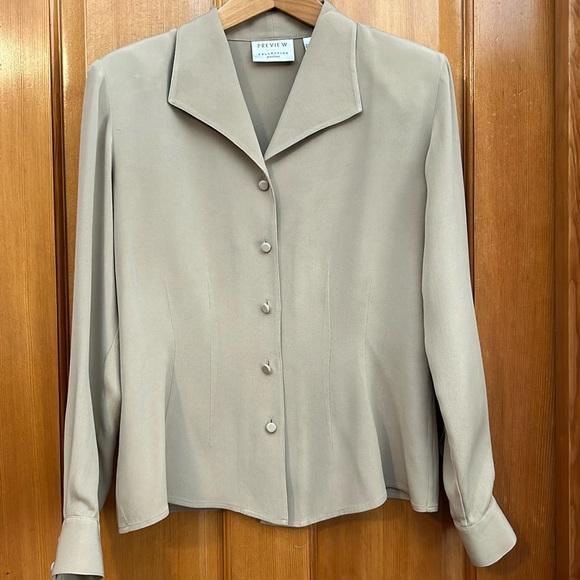 Nordstrom’s Taupe Silk Blouse SP - Picture 1 of 5
